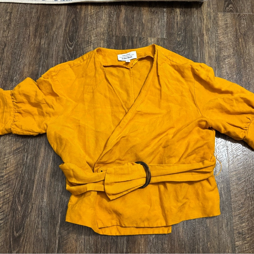 & Other Stories Golden Yellow Linen Top